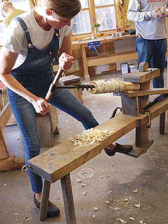 A traditional tool available at the school was a Cook’s pattern auger bit used to drill end grain.