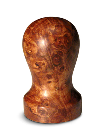 The “dip” finishing method worked great on this maple burl espresso tamper.
