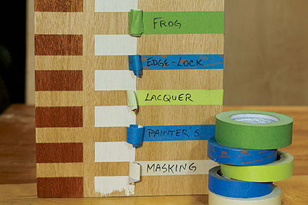 While specialty tapes give cleaner lines on textured walls, there’s little difference on wood. However, blue painter’s tape doesn’t need to be removed as quickly.