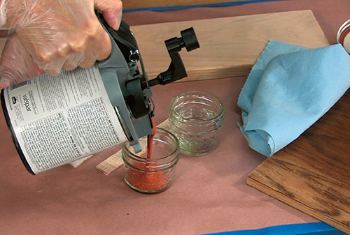Latex paint is your secret start to a custom color stain. Thin it with water to your desired shade, then wipe it on and off.