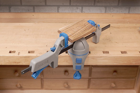 Figure 6: Securing your stock is an important task. You also need to be able to spin the stock around; it allows you to easily pull the cut towards you.