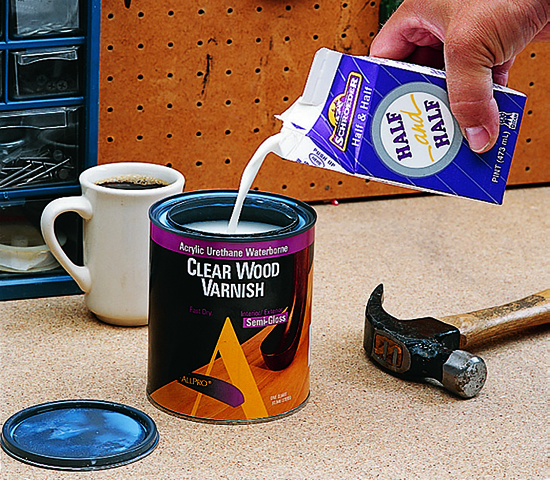 Adding half-and-half to your water-based coating helps eliminate the foam.