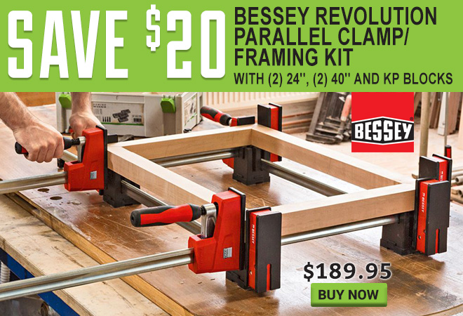Save $20 on Bessey Revolution Parallel Clamp/Framing Kit