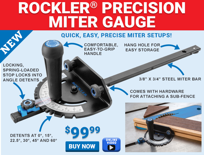 New! Rockler Precision Miter Guage. Quick, Easy, Precise Miter Setups