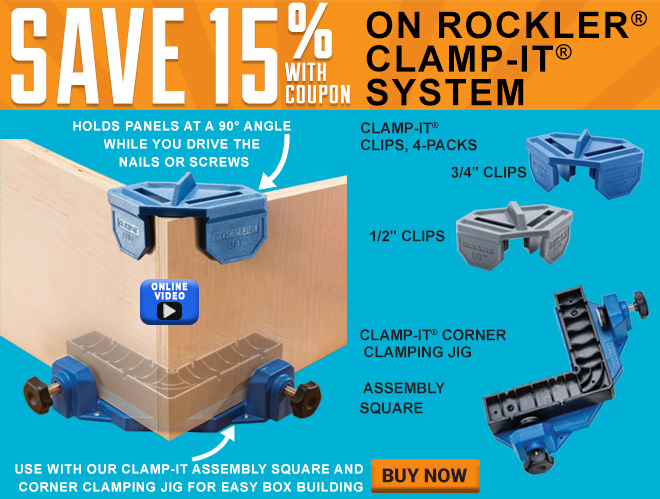 Save 15% with coupon on the Rockler Clamp-It System