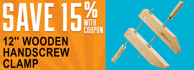 Save 15% with coupon on the 12-inch Wooden Handscrew Clamp