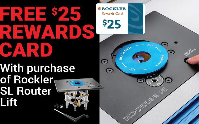 Rockler SL Router Lift + $25 Rewards Card