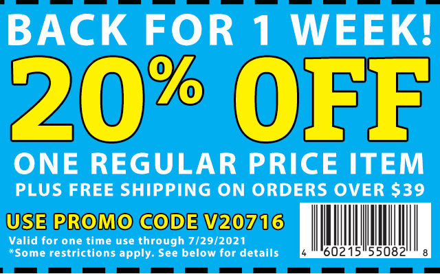 Save 20% on one item with coupon code v20716