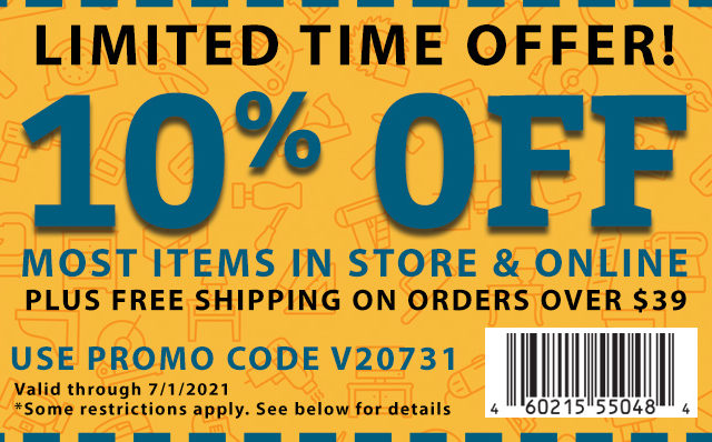 Limited Time Offer - 10 Percent off Most Items in the Store