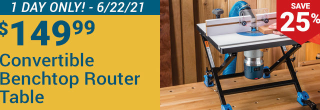 25% off Convertible Benchtop Router Table