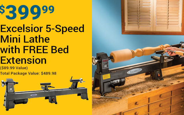 Excelsior 5-Speed Mini Lathe w/FREE Bed Extension