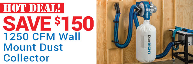 HOT DEAL Save $150 1250 CFM Wall Mount Dust Collector