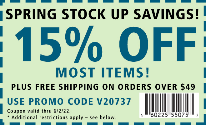 15% Off Most Items with Coupon Code V20737