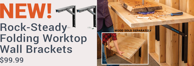 New Rock Steady Folding Worktop Wall Brackets - $99.99