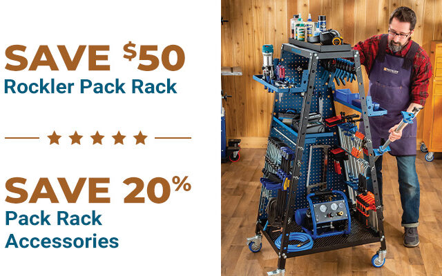Save $50 on Rockler Pack Rack and Save 20% Pack Rack Accessories