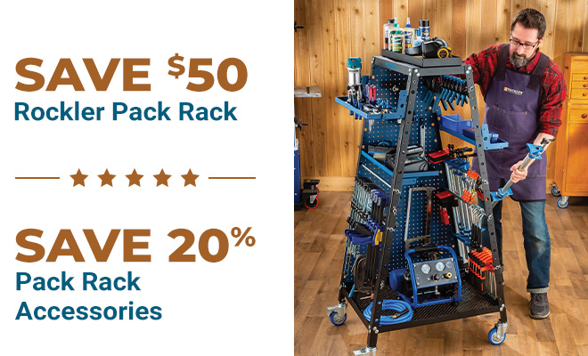 Save $50 on Rockler Pack Rack and Save 20% Pack Rack Accessories