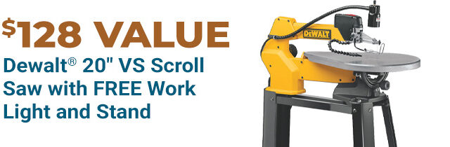 Dewalt 20 inch VS Scroll Saw with Free Work Light and Stand - $128 Value!