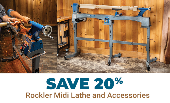Save 20% on Rockler Midi Lathe and Accessories