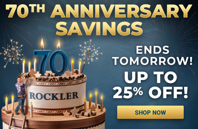 Rockler 70th Anniversary Sale Ends Tomorrow