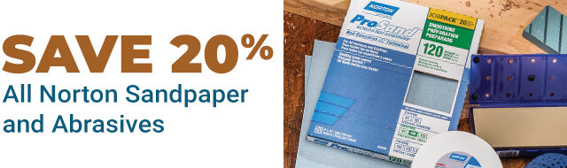 Save 20% on All Norton Sandpaper and Abrasives