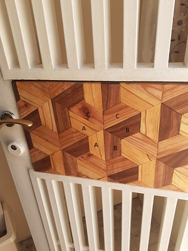 3D Door panel with pieces marked