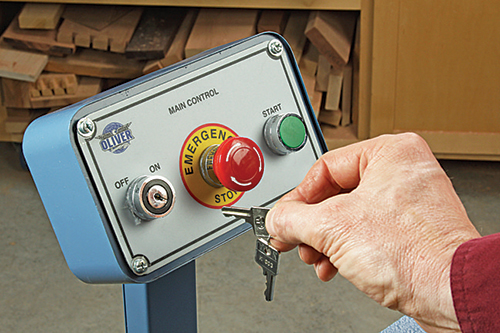 If small children frequent your shop, Oliver’s control box is keyed to prevent unauthorized use.