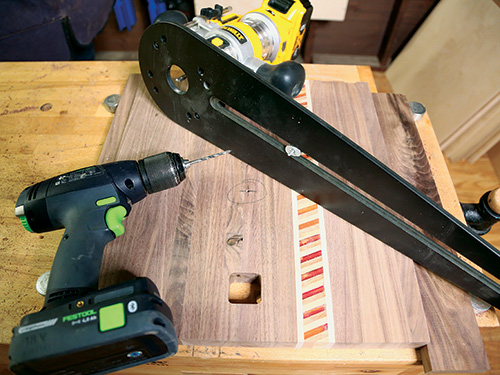 View of underside of circle cutting jig