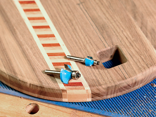 Roundover bits used in finishing cutting board