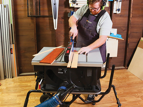 Cutting strips of maple wood