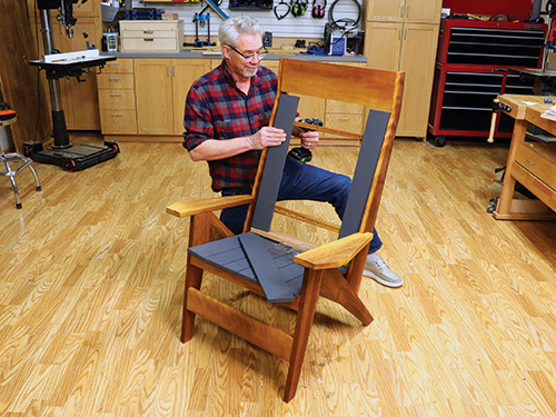 Attaching padding to Adirondack chair back