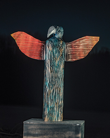 Wooden bird sculpture