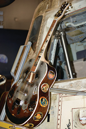 Side inlays on NASA themed guitar