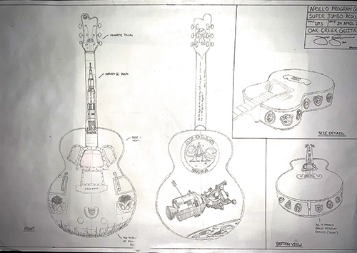 Design sketch of a shop-made guitar