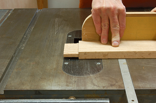 Cutting entertainment center door tenons with dado blade on table saw