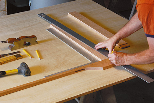 Marking out mortise and tenon joints for entertainment center base