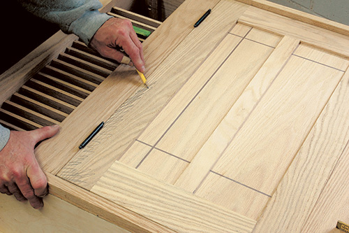 Marking entertainment center door panel stile