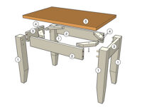 Exploded view drawing of simple end table