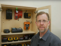 Chris Marshall and his battery charging cabinet