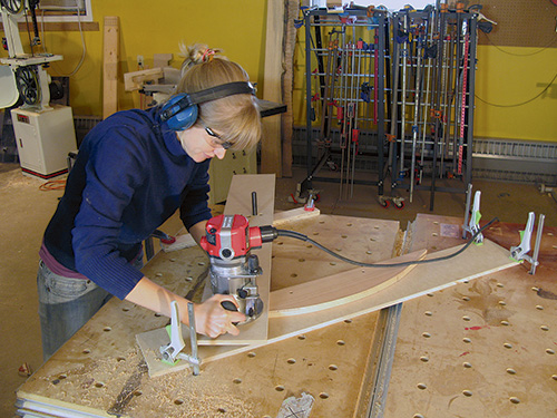 Routing curves in plywood panel for bed/desk