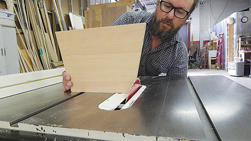 Use one of the hive ends as a guide to set your table saw’s blade angle.