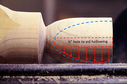 Diagram of beehive ornament hollowing