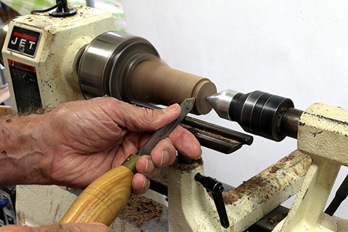 Finishing tenon cut for beehive ornament blank