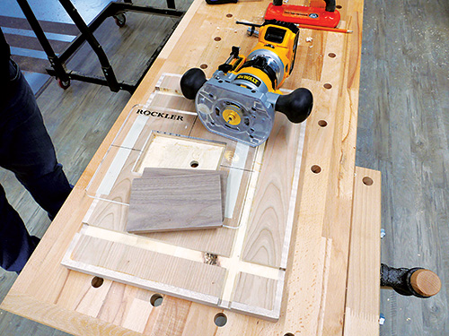 Setting up bowtie cut in drill press table