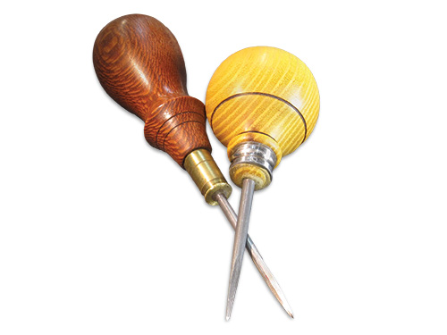 Two examples of birdcage awls