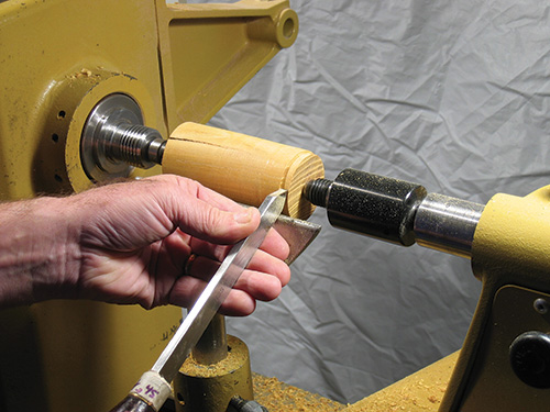 Cutting tenon in awl with parting tool