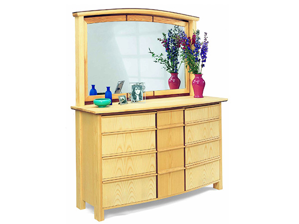 Bent wood dresser with mirror