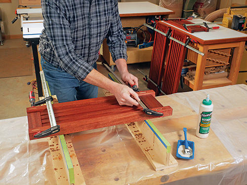 Gluing and assembling breakfront plant stand side panels