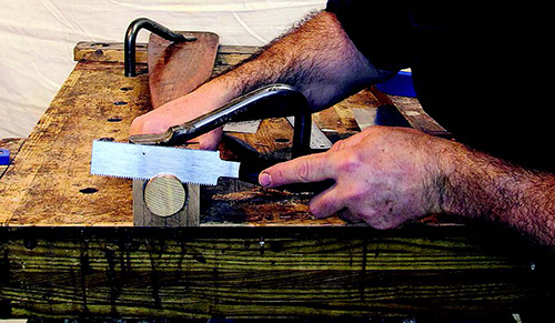 Cutting down oar handle for installing on chair