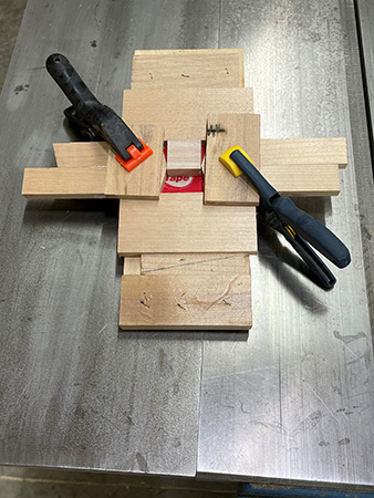 Clamping inlay in place in jig
