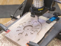 Modern clock being cut by a CNC Shark